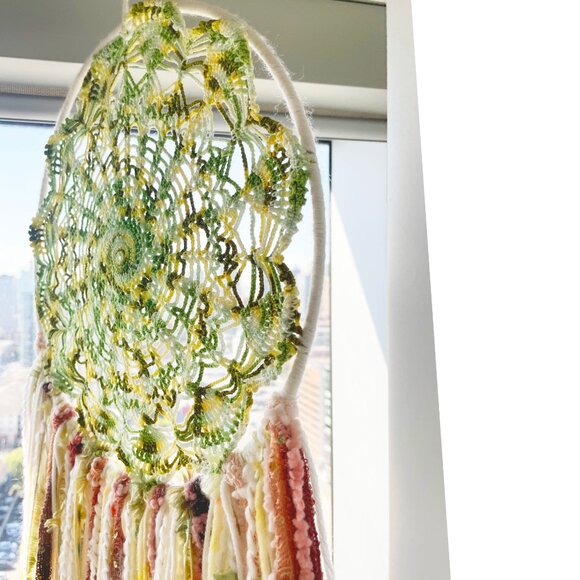 30cm Handmade Large Dream Catcher Green White Brown Boho Dreamcatcher - Picture 3 of 6